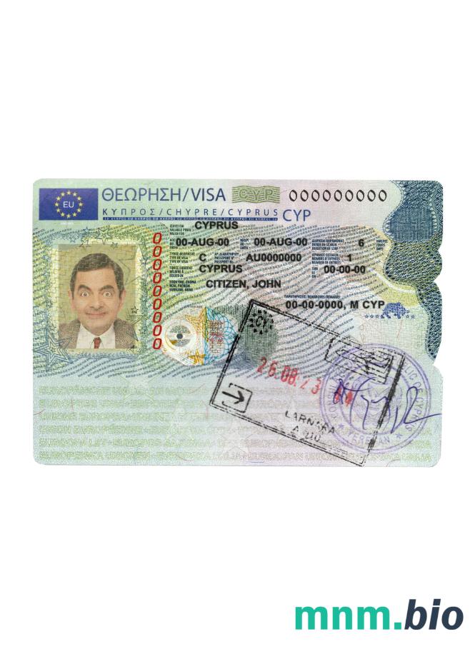 Cypryjska wiza schengen w pełni edytowalna PSD